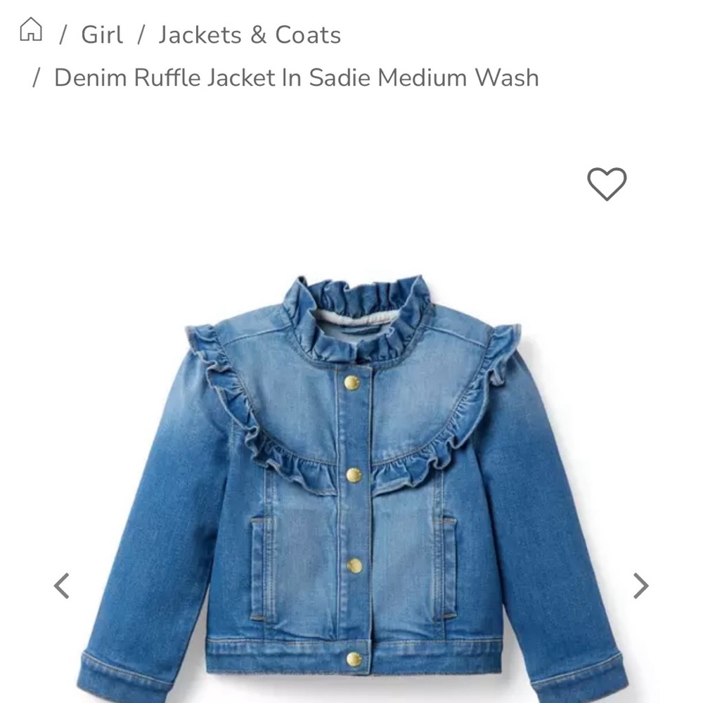 NWT Janie and Jack Denim Ruffle Jacket 6-12 Months
